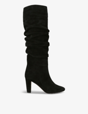 MANOLO BLAHNIK - Calassohi ruched suede heeled knee-high boots ...