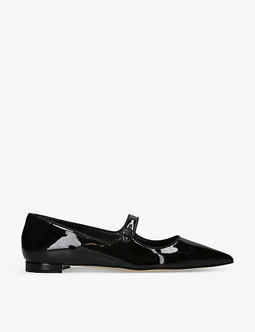 MANOLO BLAHNIK: Campari pointed-toe patent leather ballet flats