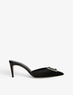MANOLO BLAHNIK: Latexa crystal-embellished satin heeled mules