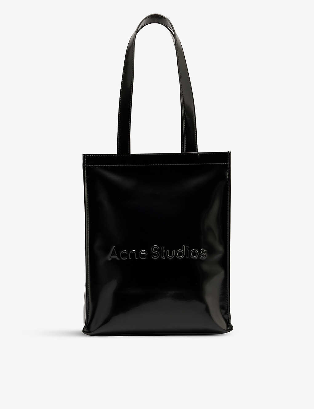 Shop Acne Studios Logo-embossed Faux-leather Tote Bag In Black