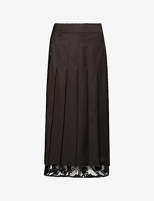 16 ARLINGTON: Brone sequin-embellished wool midi skirt