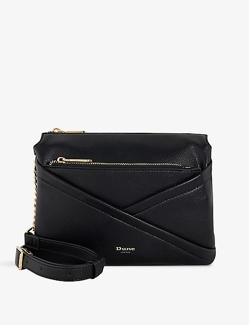 DUNE: Dalliance brand-typography faux-leather cross-body bag