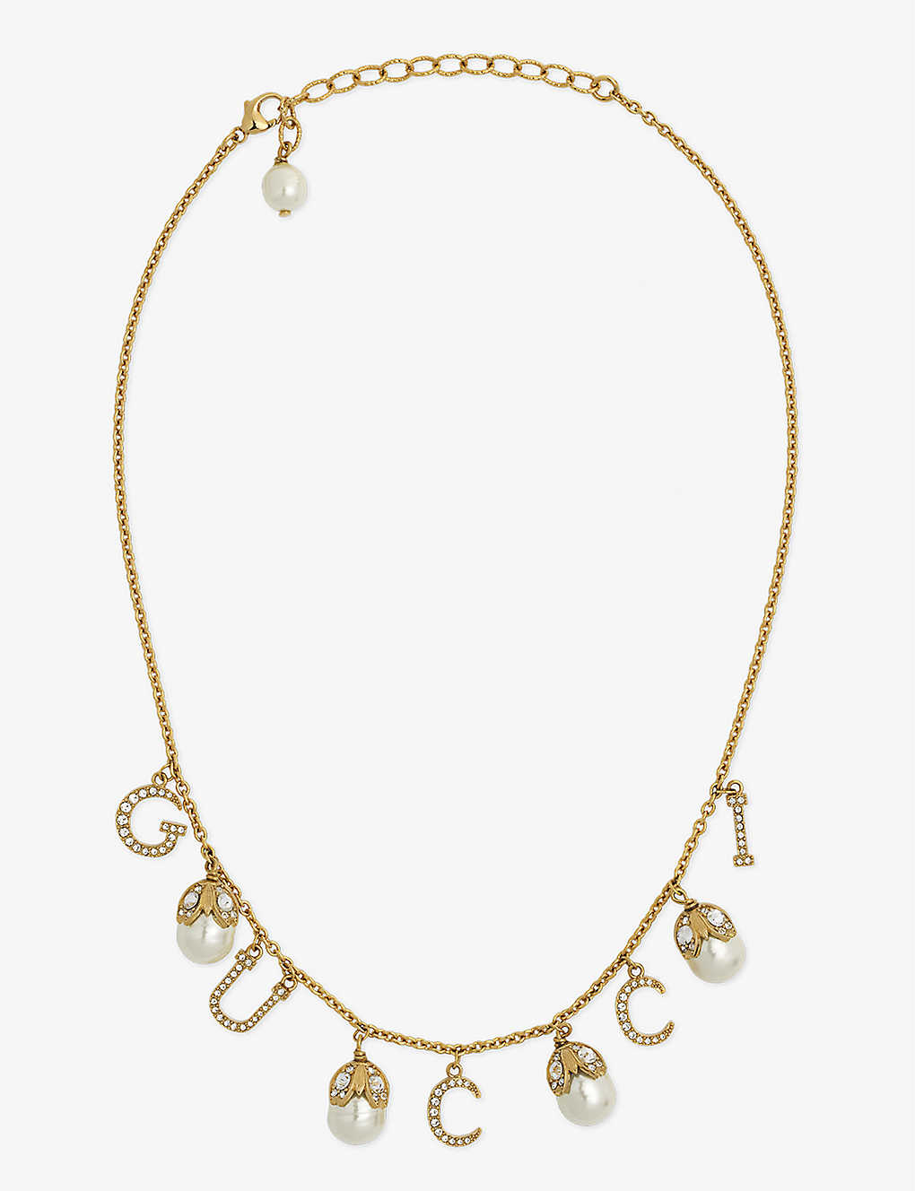 Gucci Womens Yellow Fashion Show Brass Charm Necklace