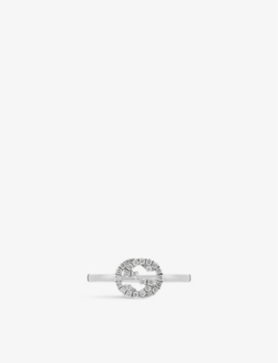 Gucci Interlocking G Diamond Ring In White Gold