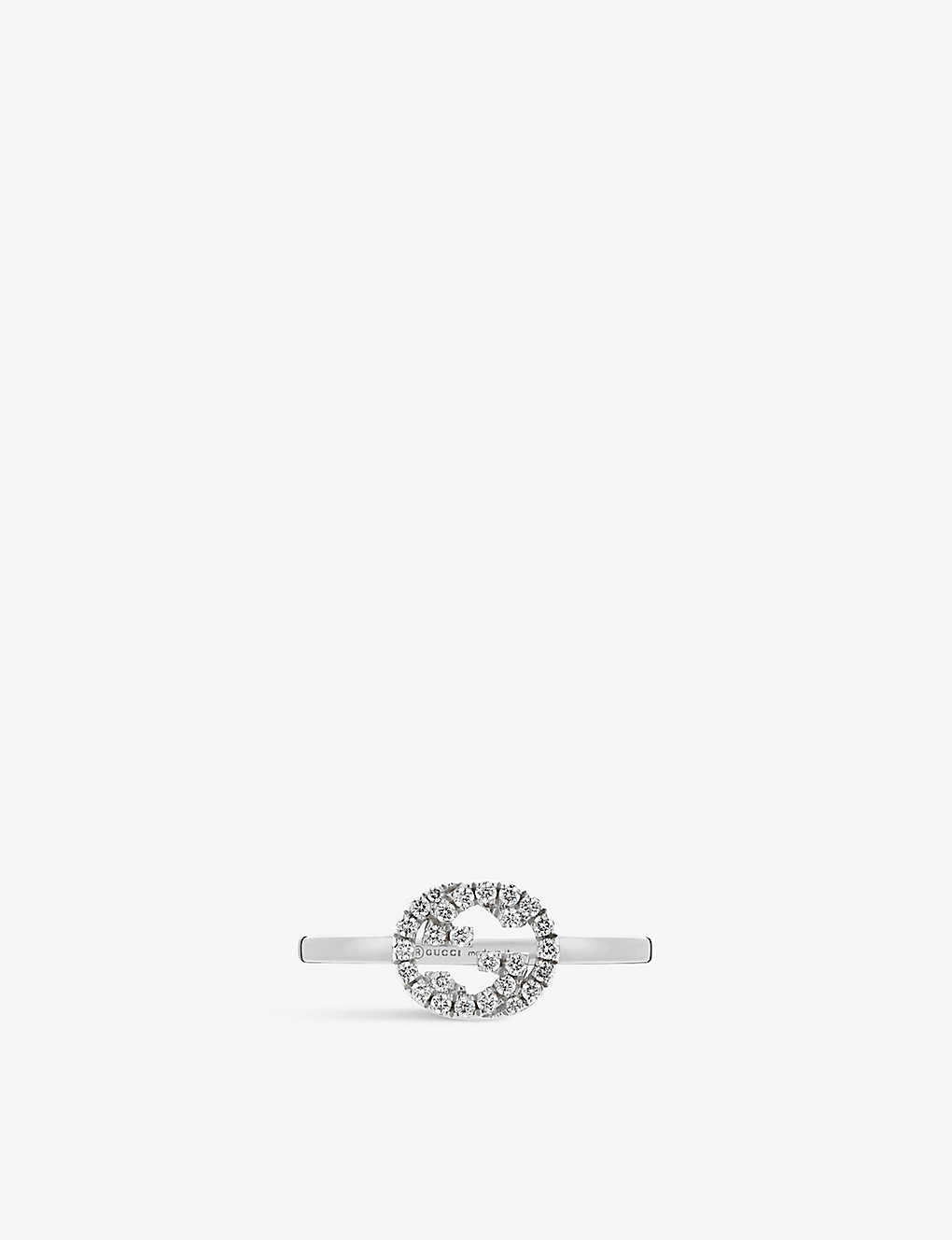 Gucci Interlocking G Diamond Ring In White