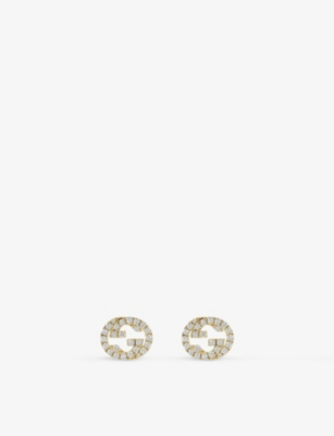 GUCCI: Interlocked G 18ct yellow gold and 0.38ct diamond stud earrings