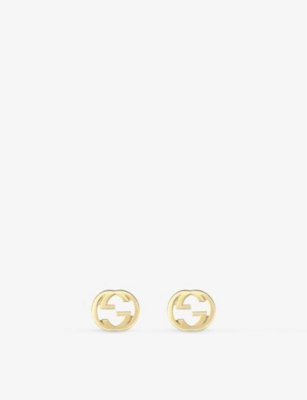 GUCCI: Interlocking G 18ct yellow-gold stud earrings