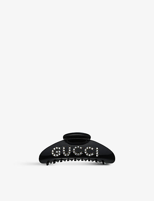 GUCCI: Fashion Show crystal-embellished resin hair clip