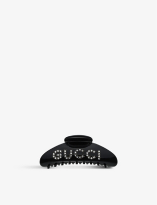 GUCCI Logo Resin & Crystal Hair Clip for Women
