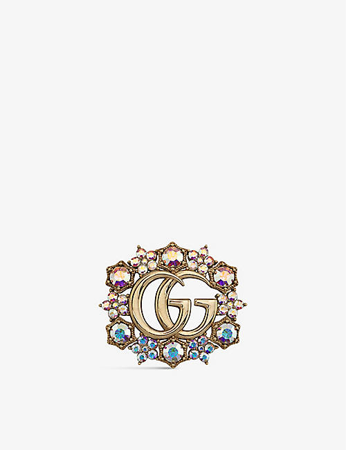 GUCCI: Fashion Show Double G brass brooch