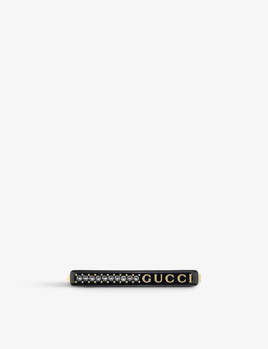Gucci Womens Yellow Fashion Show Crystal-embellished Resin Hair Slide In Black