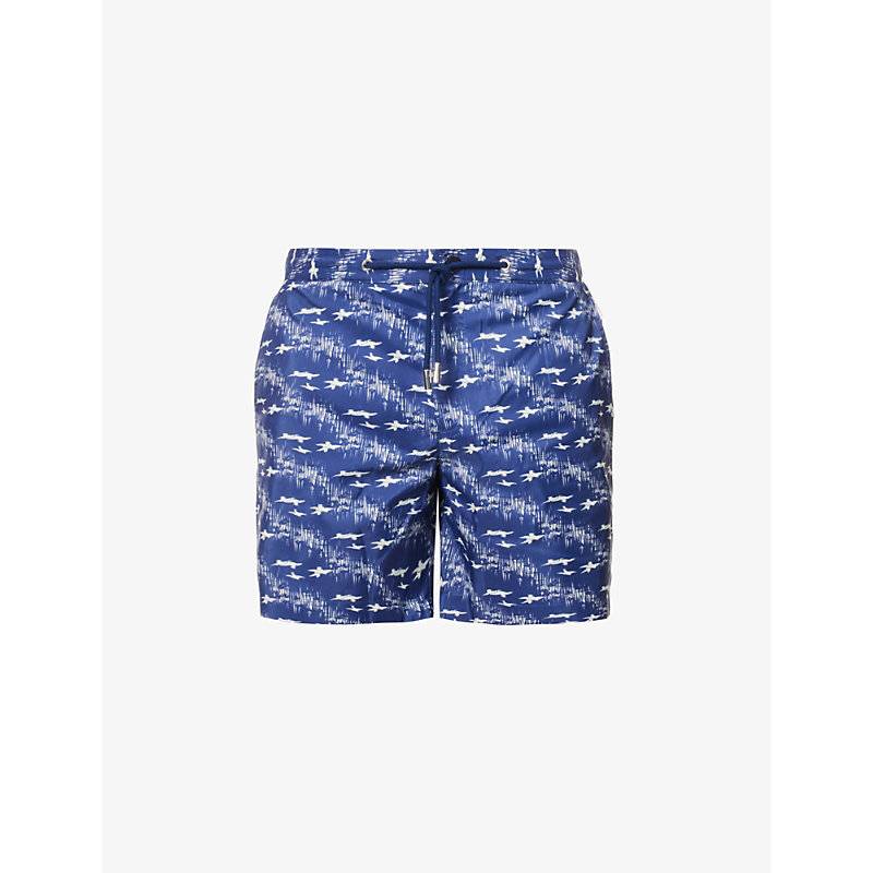 ORLEBAR BROWN ORLEBAR BROWN MENS MIDNIGHT NAVY SEA MIST LIVING DREAM GRAPHIC-PRINT RECYCLED-POLYESTER SWIM SHORTS