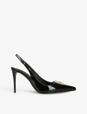 DOLCE & GABBANA: Devotion patent-leather slingback courts