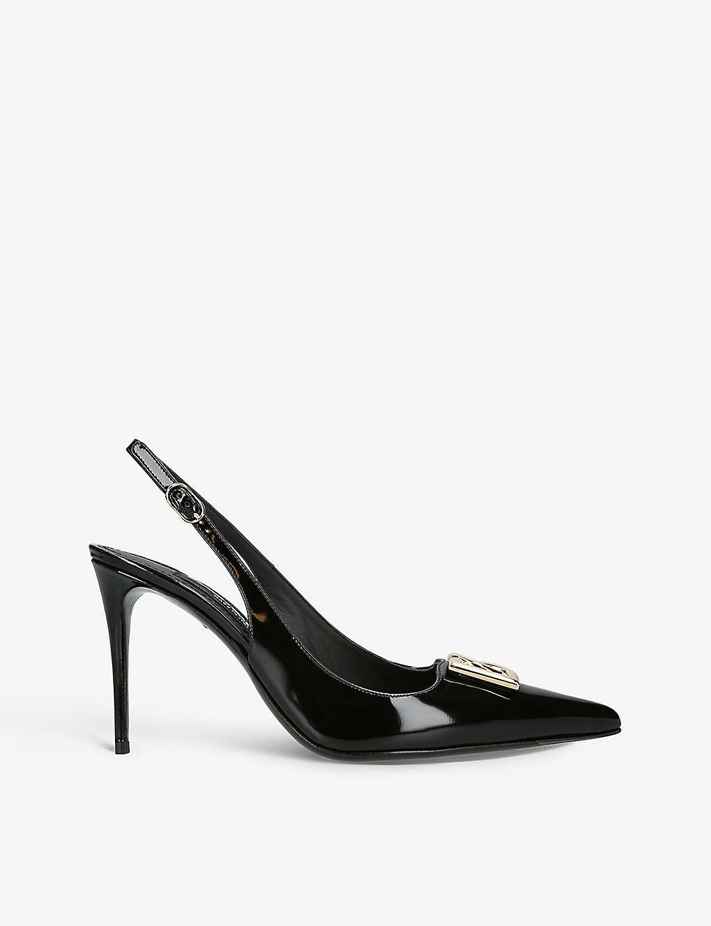 Dolce & Gabbana Devotion Patent-leather Slingback Courts In Black