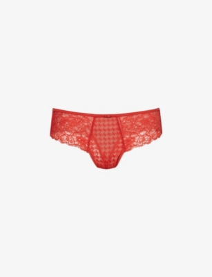 Houndstooth & floral lace balconette [Poppy Red] – The Pantry Underwear