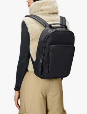 Rains Mens 01 Black Book Coated-shell Backpack In 01 Black