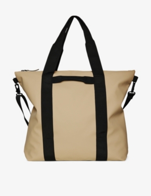 Rains Womens 24 Sand Brand-tab Waterproof Coated-shell Tote Bag In 24 Sand