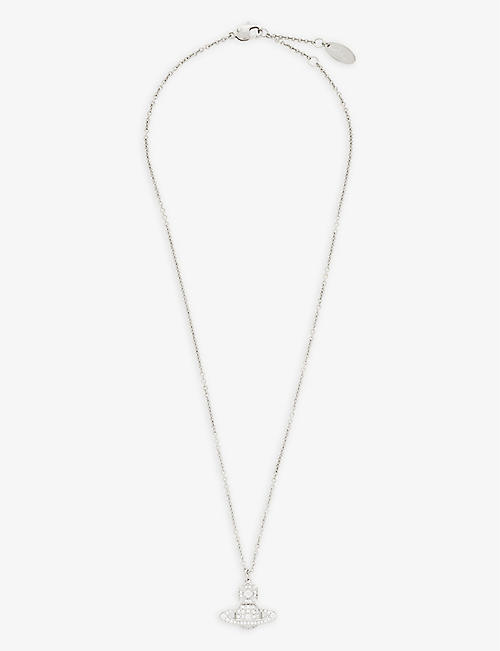 VIVIENNE WESTWOOD JEWELLERY: Carmela platinum-plated brass and cubic zirconia necklace