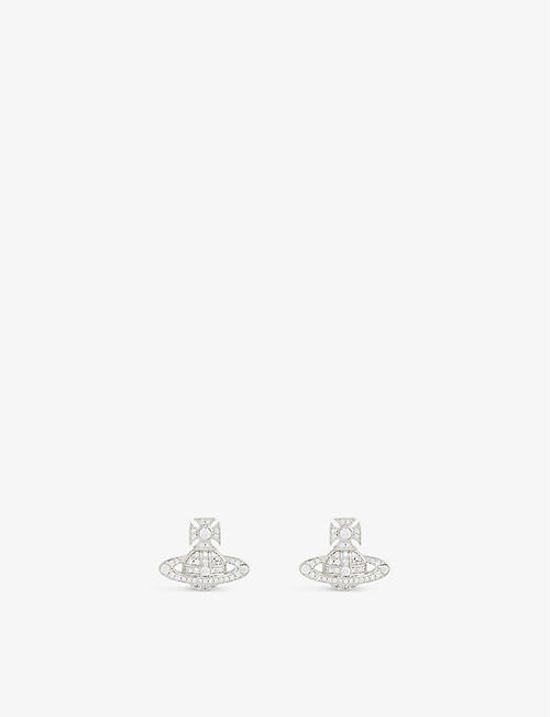 VIVIENNE WESTWOOD JEWELLERY: Carmela Bas Relief platinum-plated brass and cubic zirconia earrings
