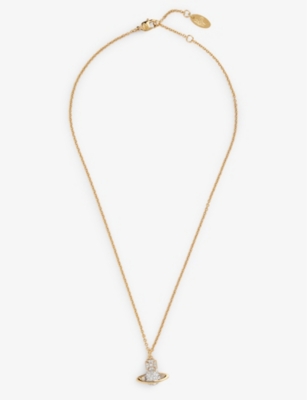 VIVIENNE WESTWOOD JEWELLERY Mayfair Bas Relief rose gold and rhodium-plated  brass and crystal pendant necklace