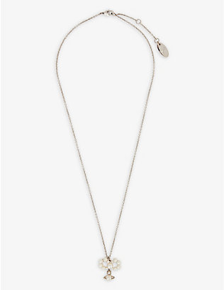 VIVIENNE WESTWOOD JEWELLERY: Viviana platinum-plated brass and faux-pearl necklace