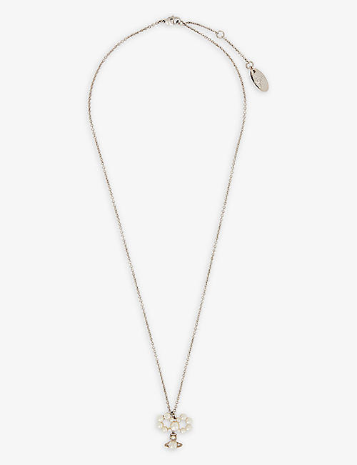 VIVIENNE WESTWOOD JEWELLERY: Viviana platinum-plated brass and faux-pearl necklace