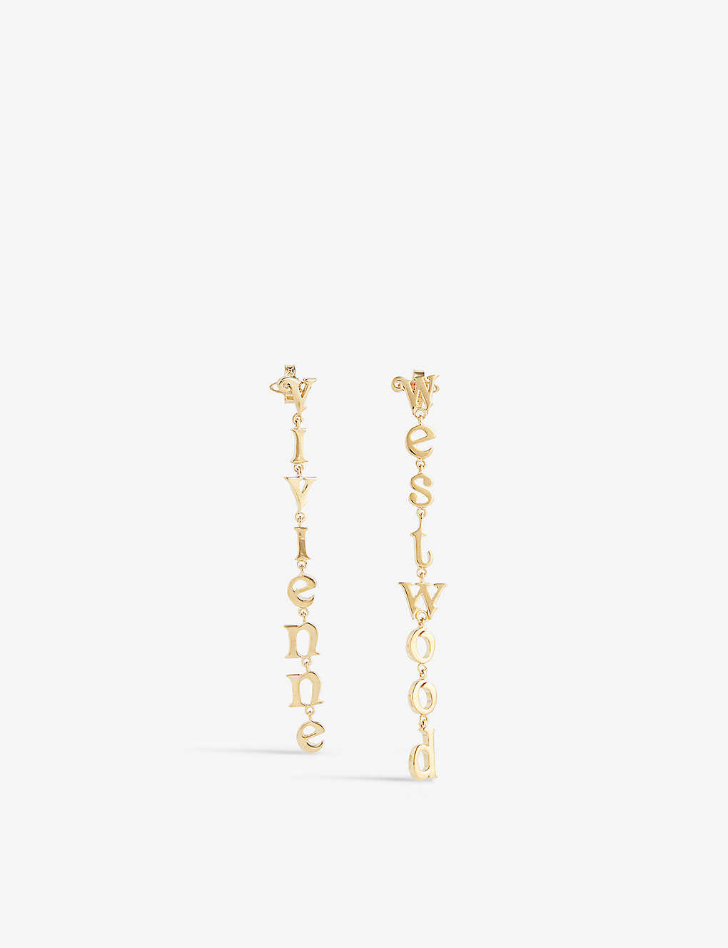 Vivienne Westwood Jewellery Womens Gold Raimunda Branded-lettering Brass Earrings