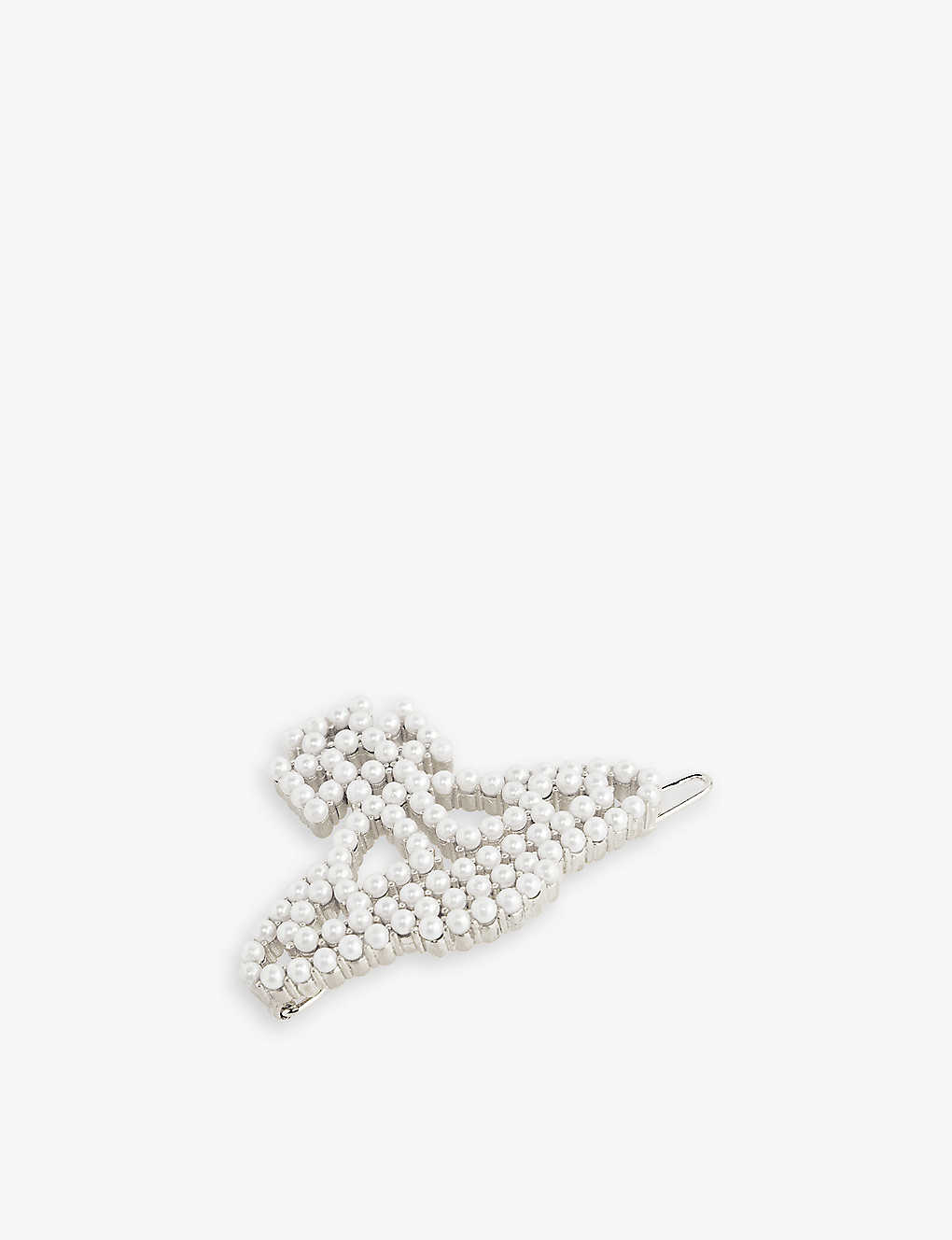 Vivienne Westwood Jewellery Annalisa Large Brass And Faux-pearl Hair Clip In Platinum / Cream Pearl