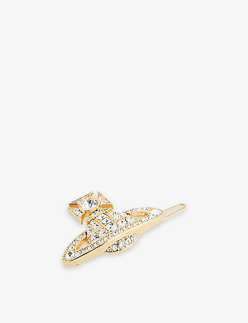 VIVIENNE WESTWOOD JEWELLERY: Corinne brass and crystal hair clip