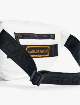 Shop Canada Goose Brand-patch Adjustable Shell Belt Bag In North Star White