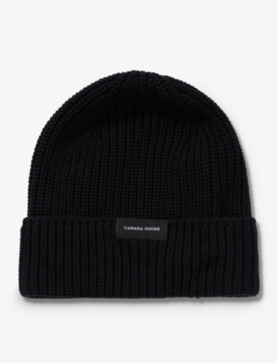 CANADA GOOSE - Brand-patch folded-brim wool-knit beanie | Selfridges.com