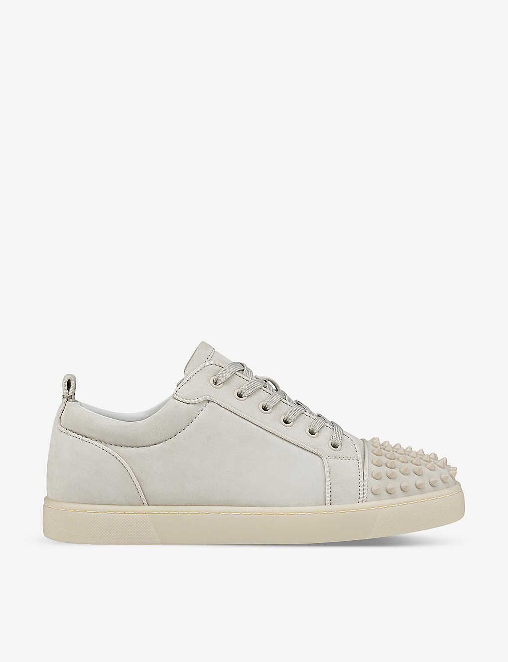 Christian Louboutin Louis Junior Spikes Orlato Studded Leather Low-top Trainers In Cream
