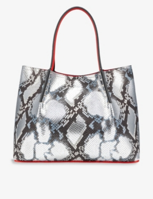 Shop Christian Louboutin Womens Multi Cabarock Python-embossed Leather Tote Bag