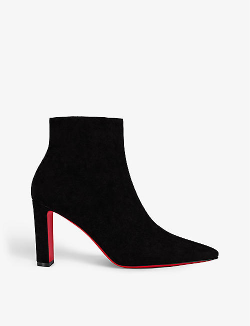 CHRISTIAN LOUBOUTIN: Suprabooty block-heel suede heeled ankle boots