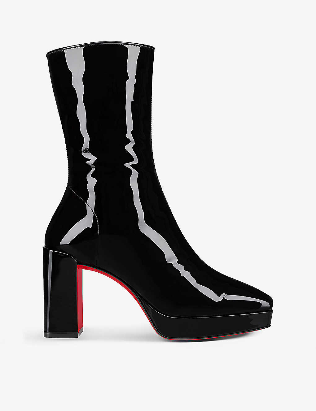 CHRISTIAN LOUBOUTIN ALLEO 90 PATENT-LEATHER HEELED ANKLE BOOTS