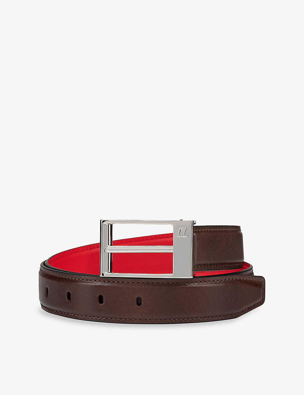 Christian Louboutin Mens Cosme Logo-engraved Leather Belt