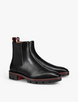 Shop Christian Louboutin Men's Black Alpinosol Leather Chelsea Boots