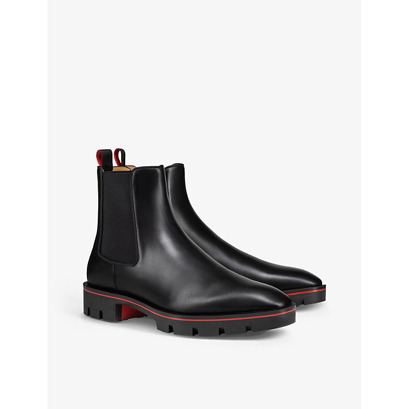 Shop Christian Louboutin Men's Black Alpinosol Leather Chelsea Boots