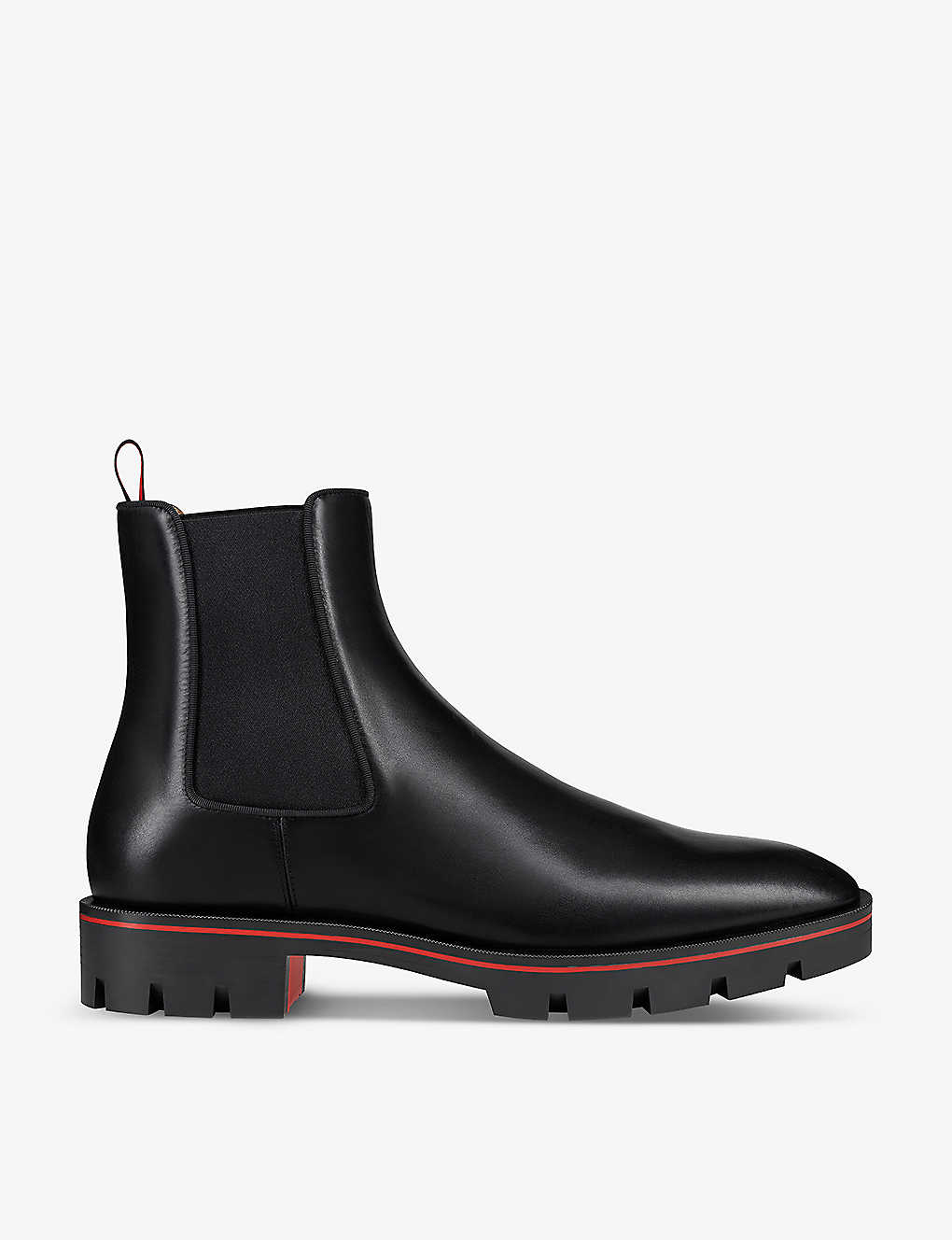 Shop Christian Louboutin Mens Black Alpinosol Leather Chelsea Boots