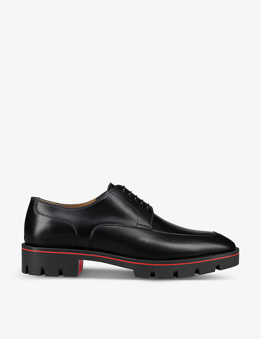 Shop Christian Louboutin Mens Black Davisol Leather Derby Shoes
