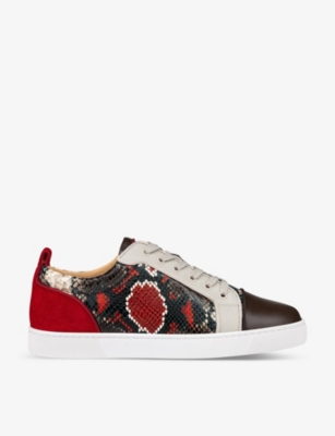 Christian Louboutin Louis Junior Orlato Snake-embossed Leather Low-top  Trainers in Red for Men