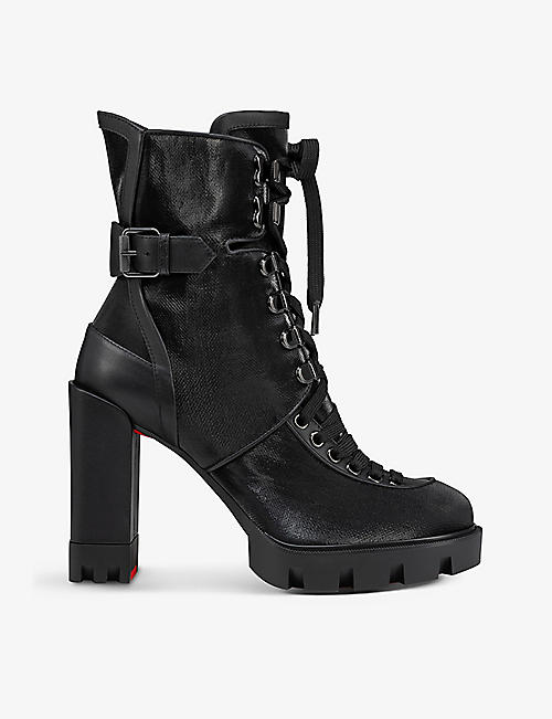 CHRISTIAN LOUBOUTIN: Macademia 100 buckled leather boots