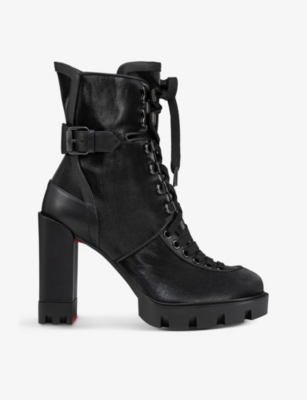 Christian Louboutin Macademia 100 Buckled Leather Boots In Black