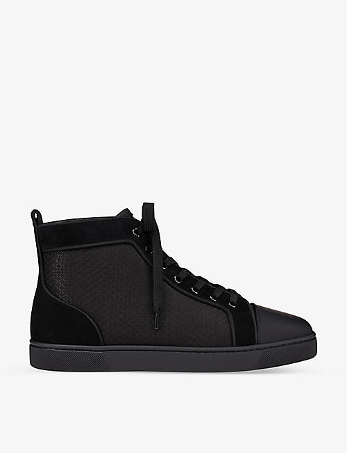 CHRISTIAN LOUBOUTIN: Louis Orlato woven and leather high-top trainers