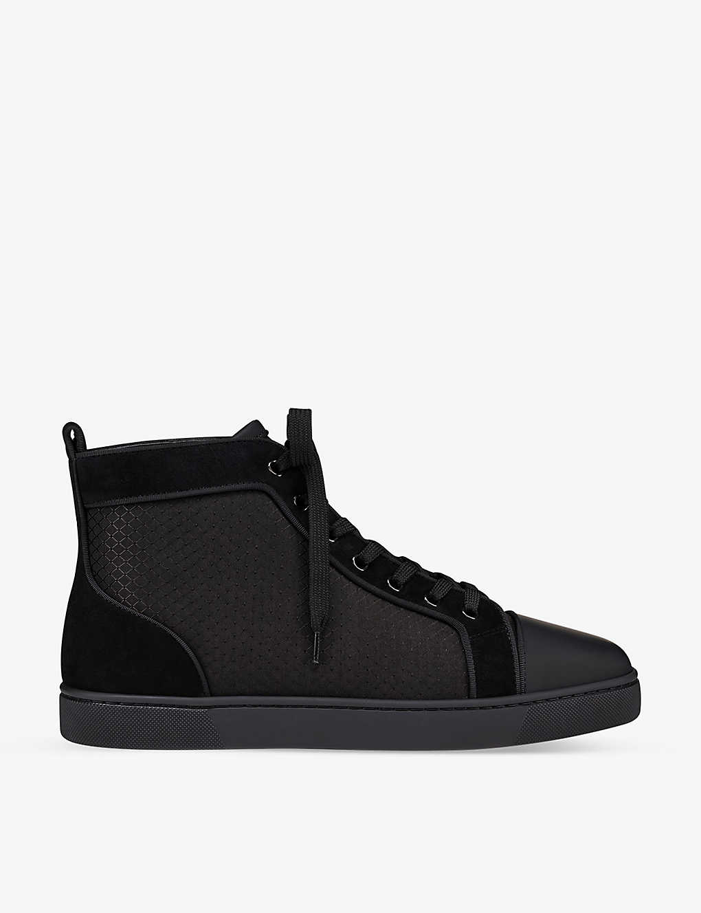 Christian Louboutin Mens Black Louis Orlato Woven And Leather High-top Trainers