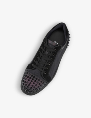 Shop Christian Louboutin Men's Black Seavaste 2 Orlato Leather And Woven Low-top Trainers