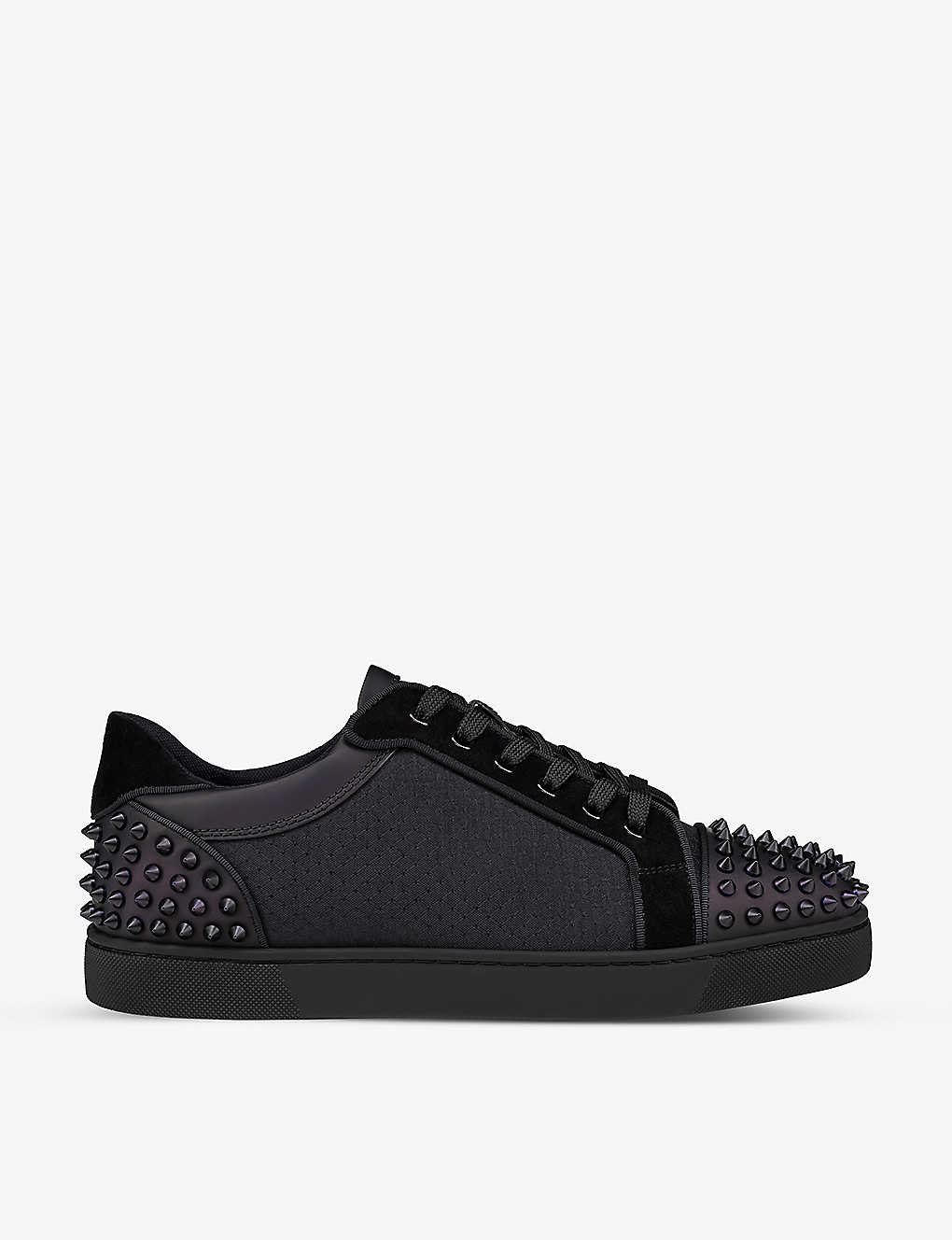 Shop Christian Louboutin Seavaste 2 Orlato Leather And Woven Low-top Trainers In Black