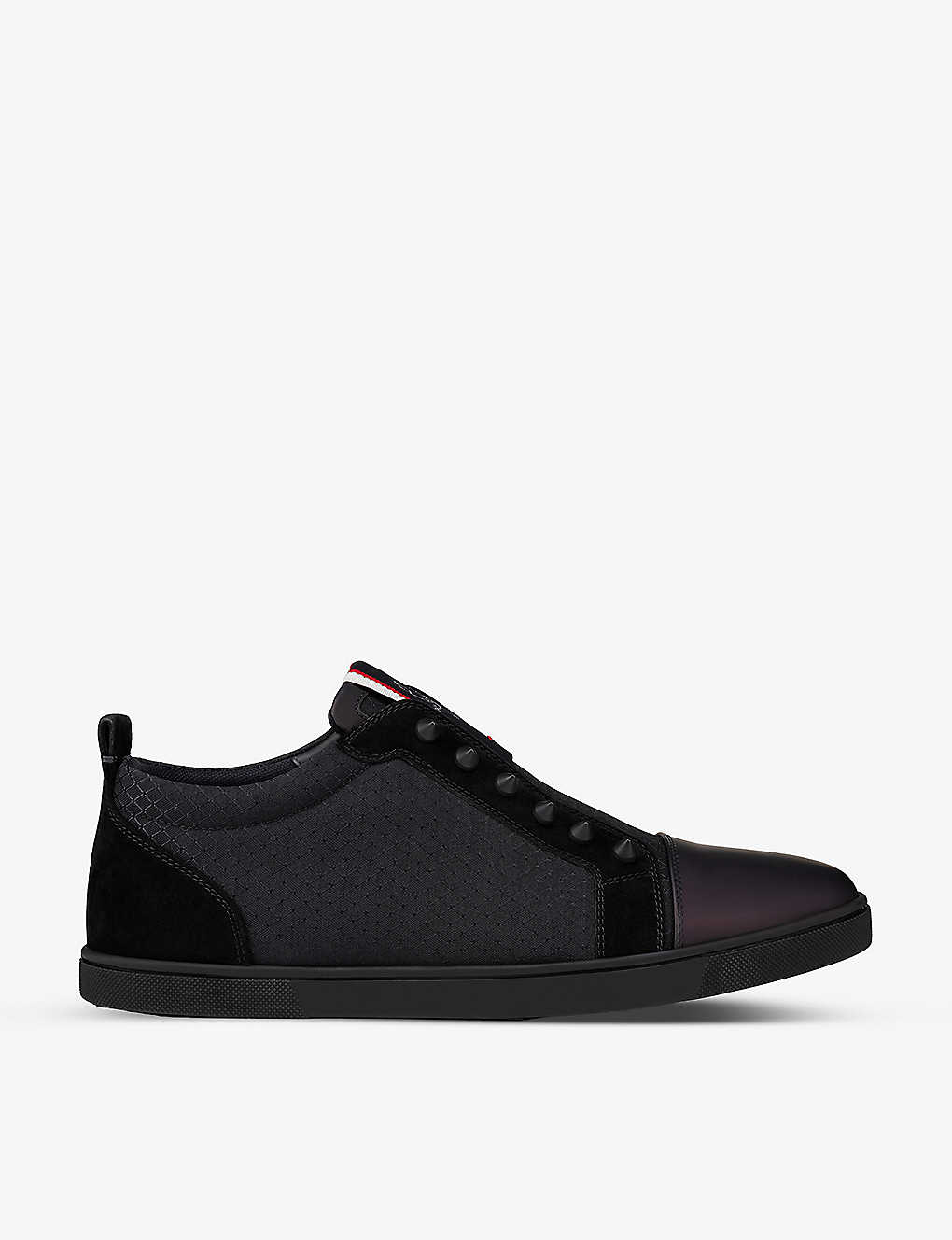 Christian Louboutin Mens Black F.a.v Fique A Vontade Leather And Woven Low-top Trainers