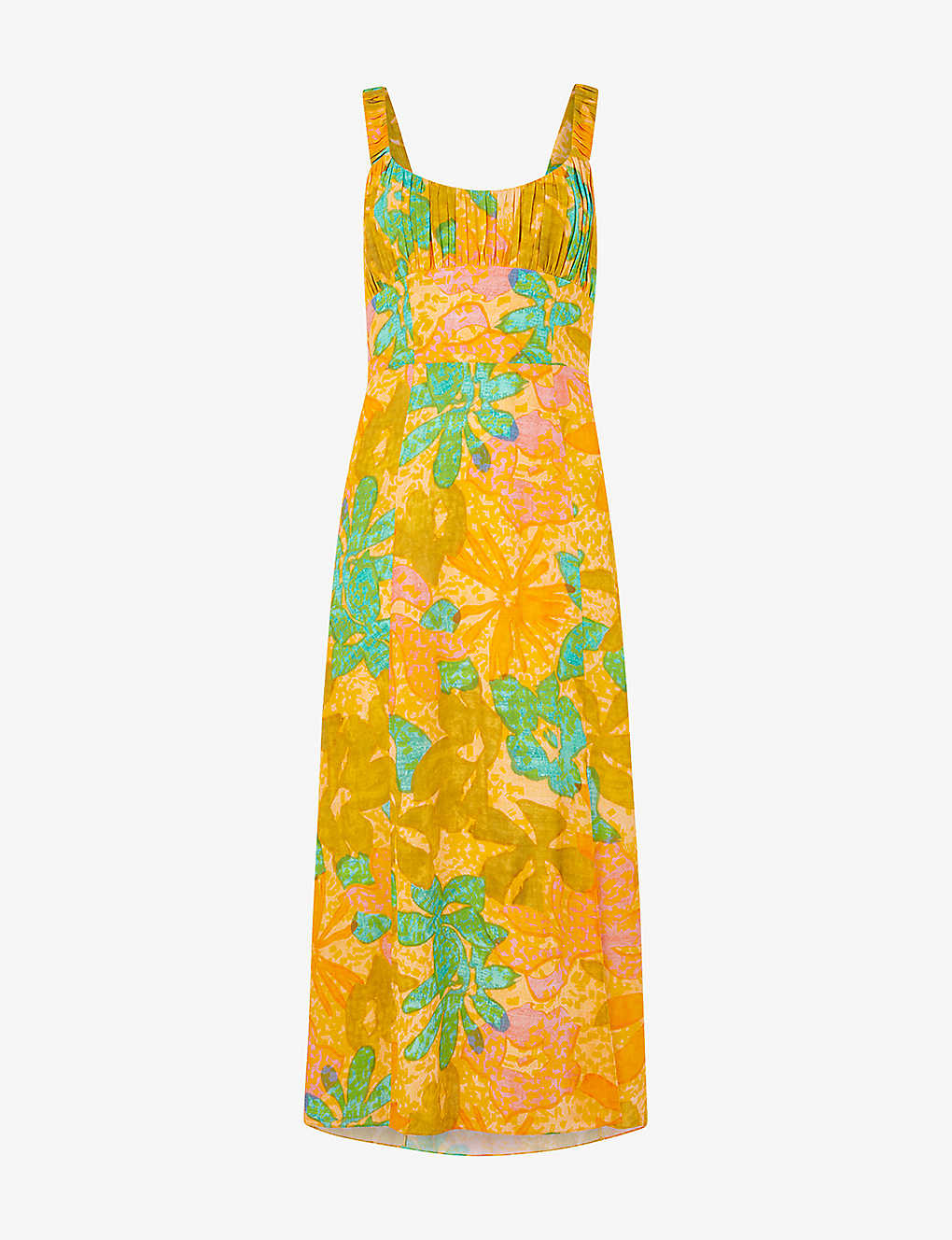 Whistles Womens Multi-coloured Palm Floral-print Sweetheart-neckline Woven Midi Dress