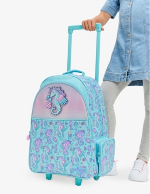 Shop Smiggle Epic Adventures Wheeled Woven Trolley Backpack Aqua